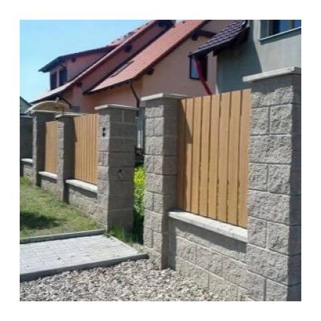 WPC kerítés elem íves, barna tölgy mintázat 1,0m