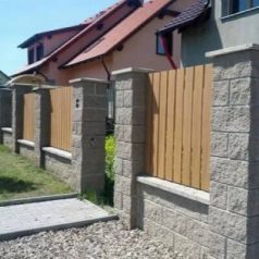 WPC kerítés elem íves, sötét barna tölgy mintázat 1,5m