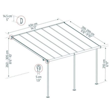 Terasztető Capri szürke 2,99x4,34m